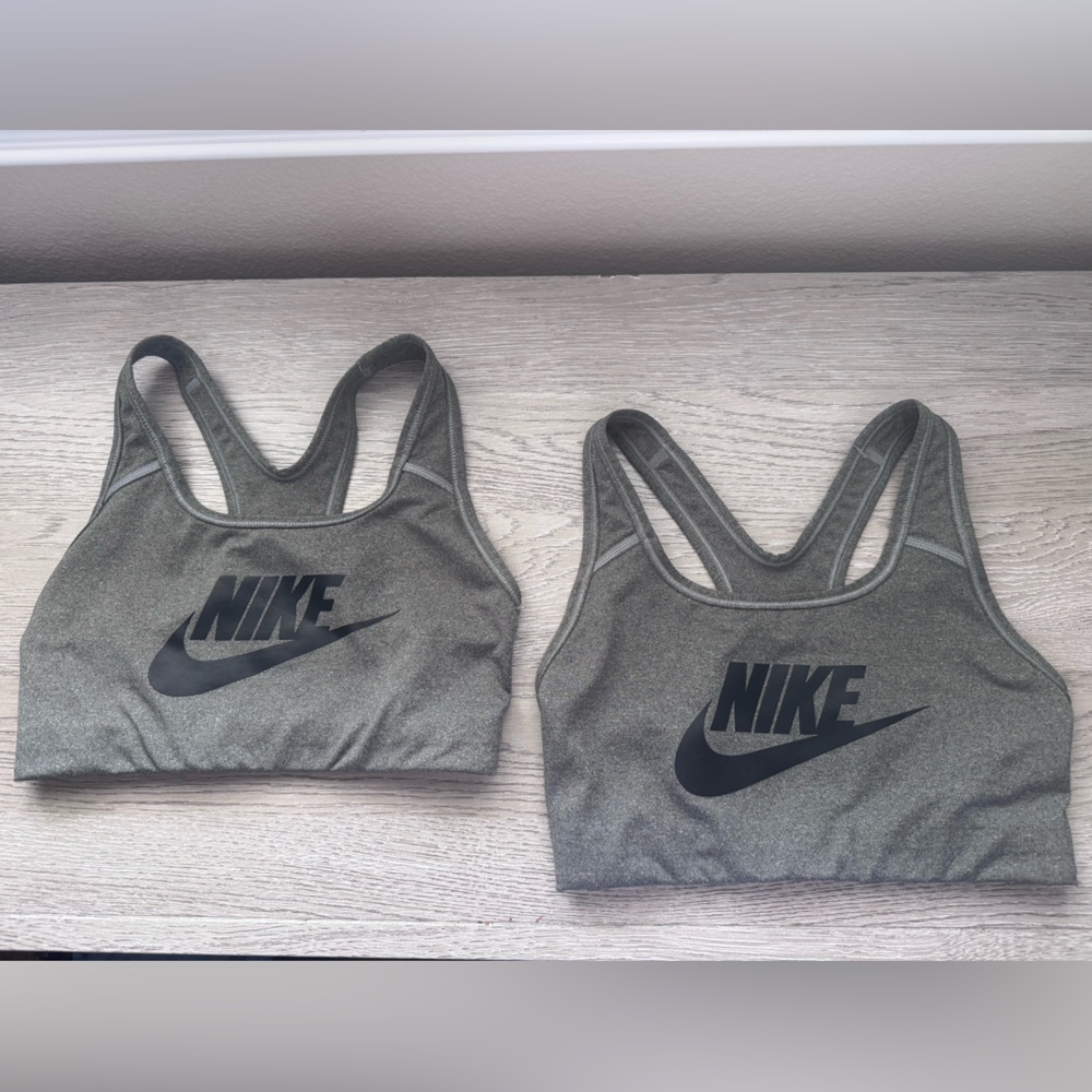 Nike Dri-FIT Gray Heather Sports Bras Set of 2 Women’s XS Racerback Workout Gym